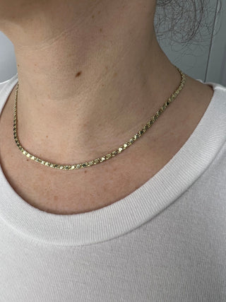 Solid 14K Yellow Gold 3mm Heart Link Necklace, 16" 18" Real Gold Chain, White Gold, Heart Necklace, Women