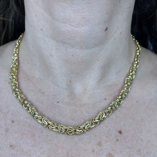 14K Yellow Gold 6mm 7.2mm 9mm Byzantine Necklace, 18"20", Byzantine Chain, Real Gold Necklace, Women