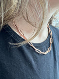 14K Rose Gold 6.1mm Lite Paperclip Rectangle Long Link Necklace, 18