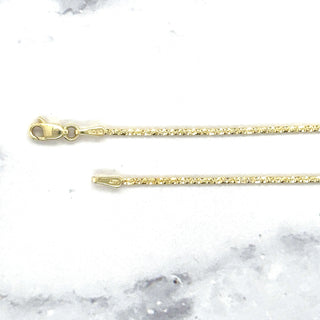 14K Gold 1.1mm Sparkle Rope Chain with Lobster Lock, 16" 18" 20" Real Gold Necklace, Yellow Gold, White Gold, Women