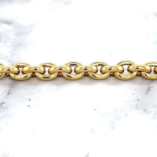 14K Yellow Gold 6.2mm Polished Oval Rolo Link Chain Bracelet, 7.5" Real Gold Bracelet, Trendy Bracelet, Women