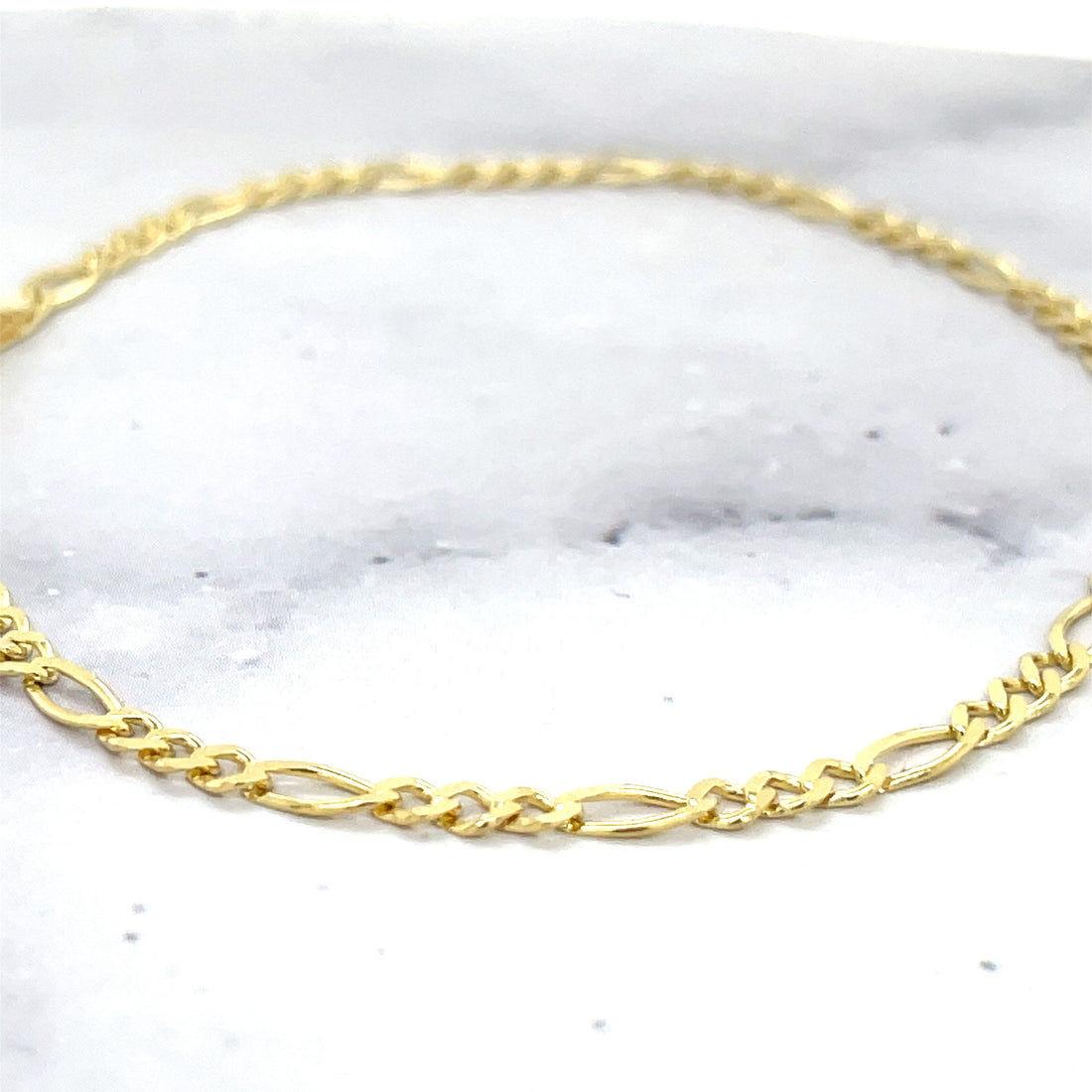 Solid 14K Yellow Gold 2.8mm Figaro Chain Bracelet, 7" Real Gold Bracelet, Figaro Bracelet, Women