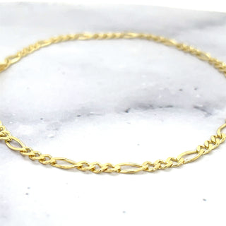 Solid 14K Yellow Gold 2.8mm Figaro Chain Bracelet, 7" Real Gold Bracelet, Figaro Bracelet, Women