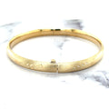 14K Yellow Gold 7 inch Polished Floral Design Bangle Bracelet 6mm Wide, Real Gold Bangle, Stackable Bangle, Women