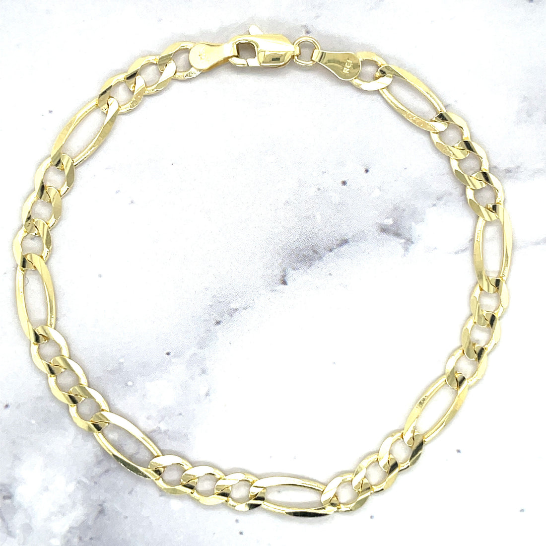 Solid 14K Yellow Gold 4.5mm Figaro Chain Bracelet, 7" 8* Real Gold Bracelet, Figaro Style, Women, Unisex