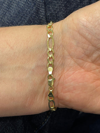 Solid 14K Yellow Gold 4.5mm Figaro Chain Bracelet, 7" 8* Real Gold Bracelet, Figaro Style, Women, Unisex