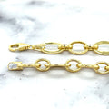 14K Yellow Gold 8.3mm Oval & Diamond Cut Link Chain Bracelet, 7.5