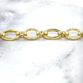 14K Yellow Gold 8.3mm Oval & Diamond Cut Link Chain Bracelet, 7.5