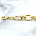 14K Yellow Gold 8.3mm Oval & Diamond Cut Link Chain Bracelet, 7.5