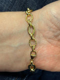 14K Yellow Gold 8.3mm Oval & Diamond Cut Link Chain Bracelet, 7.5