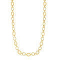 14K Yellow Gold 8.2mm Textured & Shiny Oval Link Necklace, 18