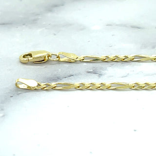 Solid 14K Yellow Gold 3.1mm Figaro Chain Bracelet, 7" Real Gold Bracelet, Solid Gold Bracelet, Women