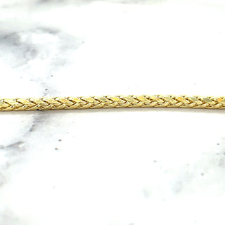 14K Yellow Gold 2.7mm Diamond Cut Lite Round Wheat Chain Bracelet, 7.5" Real Gold Bracelet, Wheat Bracelet, Women