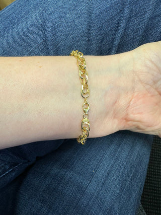 14K Yellow Gold 7.5" Oval Euro Link Chain Bracelet, Real Gold Bracelet, Fashion Bracelet, Women