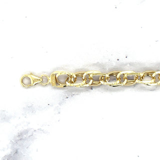 14K Yellow Gold 7.5" Oval Euro Link Chain Bracelet, Real Gold Bracelet, Fashion Bracelet, Women