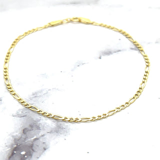 Solid 14K Yellow Gold 1.9mm Figaro Chain Bracelet, 7" Real Gold Bracelet, Gold Figaro Bracelet, Women