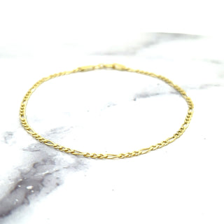 Solid 14K Yellow Gold 1.9mm Figaro Chain Bracelet, 7" Real Gold Bracelet, Gold Figaro Bracelet, Women