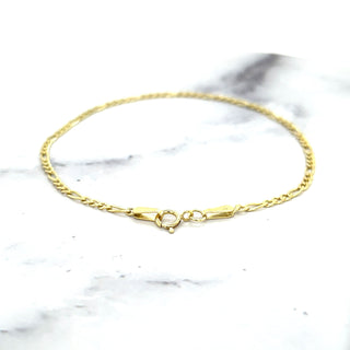 Solid 14K Yellow Gold 1.9mm Figaro Chain Bracelet, 7" Real Gold Bracelet, Gold Figaro Bracelet, Women