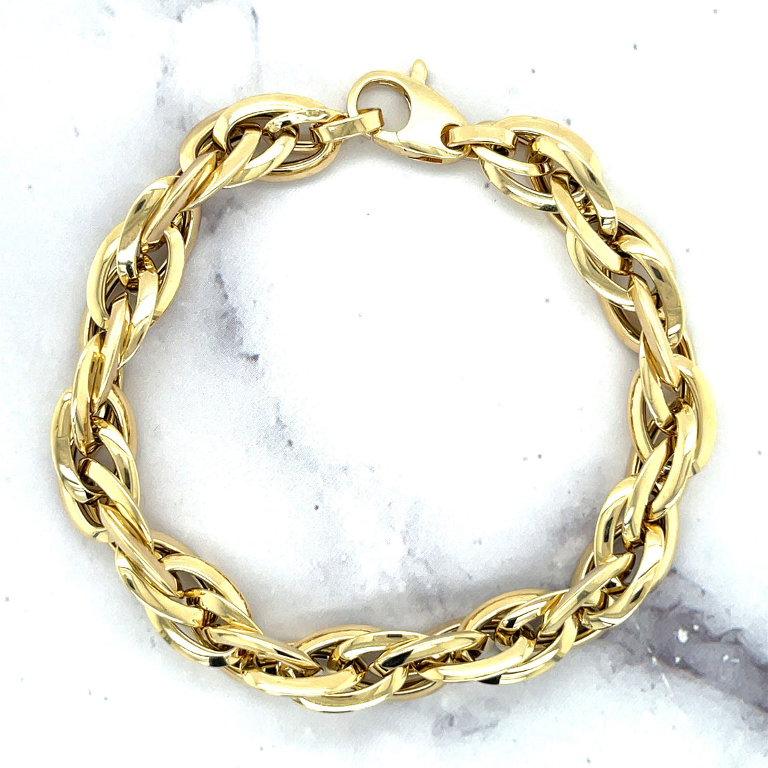 14K Yellow Gold 10mm Interlocking Oval Link Bracelet 7.75" Real Gold Bracelet, Chunky Bracelet, Fashion Bracelet, Women