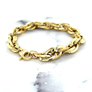 14K Yellow Gold 10mm Interlocking Oval Link Bracelet 7.75" Real Gold Bracelet, Chunky Bracelet, Fashion Bracelet, Women