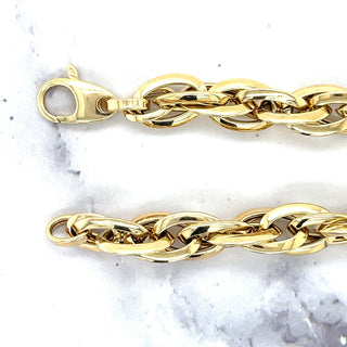 14K Yellow Gold 10mm Interlocking Oval Link Bracelet 7.75" Real Gold Bracelet, Chunky Bracelet, Fashion Bracelet, Women