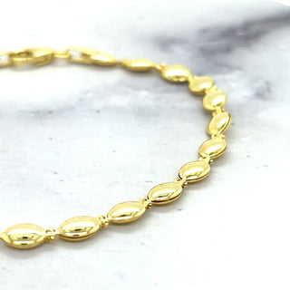 14K Yellow Gold 7" Pebble Bead Fancy Bracelet, 4mm wide, Trendy Bracelet, Real Gold, Women