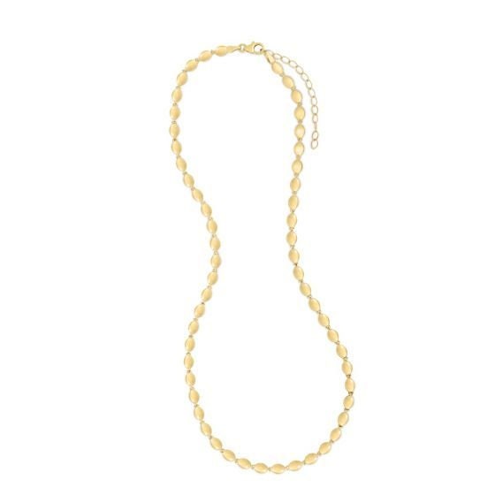 14K Gold 18" Pebble Bead Fancy Chain with Lobster claw Clasp, 4mm Wide, Real Gold Necklace, Women