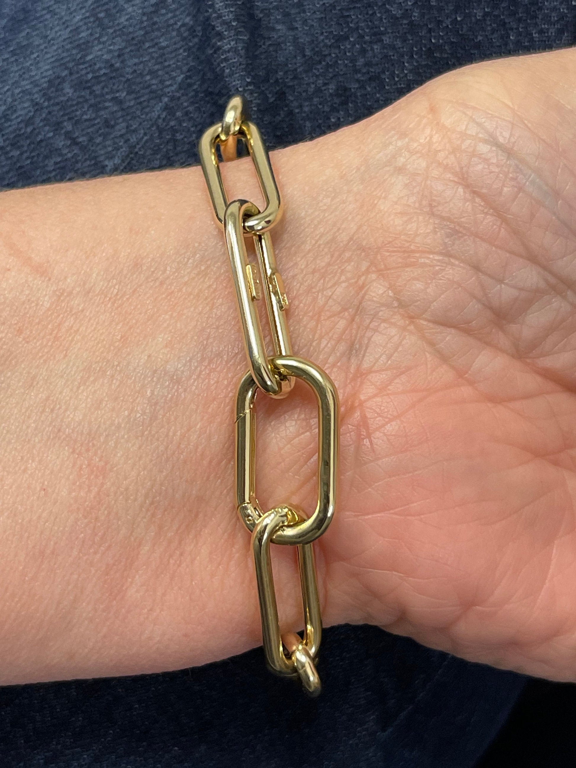 14K Yellow Gold 7.75" Paperclip Chain Bracelet with Invisible Clasp, 8.5mm wide, Chunky Bracelet, Real Gold Bracelet, Women