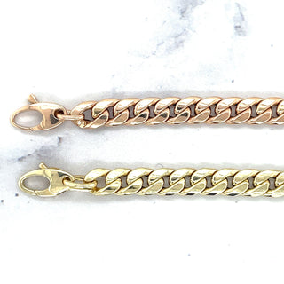 14K Rose Gold 7.25 Inch Classic Miami Cuban Link Bracelet, 6mm Wide, White Gold, Yellow Gold, Real Gold Bracelet, Curb Bracelet, Women