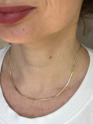 14K Yellow Gold 16" 18" 20" Inch Delicate Flat Polished Beveled Herringbone Chain 1.5mm Wide, Real Gold Chain, Women Herringbone Necklace