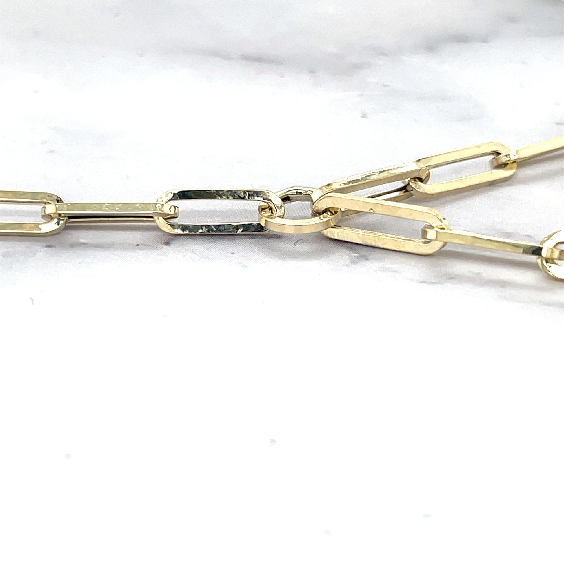 14K Yellow Gold 17" Lariat Paperclip Necklace, Y-Necklace, 4mm Wide, Fashion Necklace, Real Gold, Women