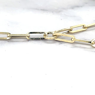 14K Yellow Gold 17" Lariat Paperclip Necklace, Y-Necklace, 4mm Wide, Fashion Necklace, Real Gold, Women