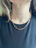 14K Rose Gold 6.1mm Lite Paperclip Rectangle Long Link Necklace, 18