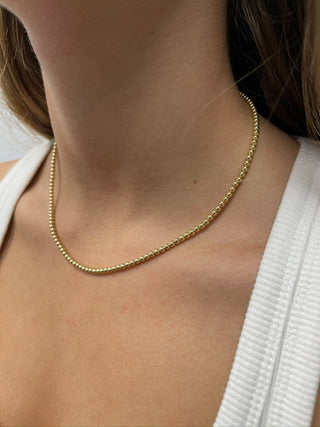 14K Yellow Gold 18" Adjustable Beaded Chain with Lobster claw Clasp. 4mm 5mm 6mm Wide, Ball Necklace, Real Gold Necklace, Women