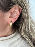 14k Yellow Gold Tear Drop Earrings, Chunky Dome Bottega Studs, Trendy Women's Jewelry, Mother's Day Special Gift