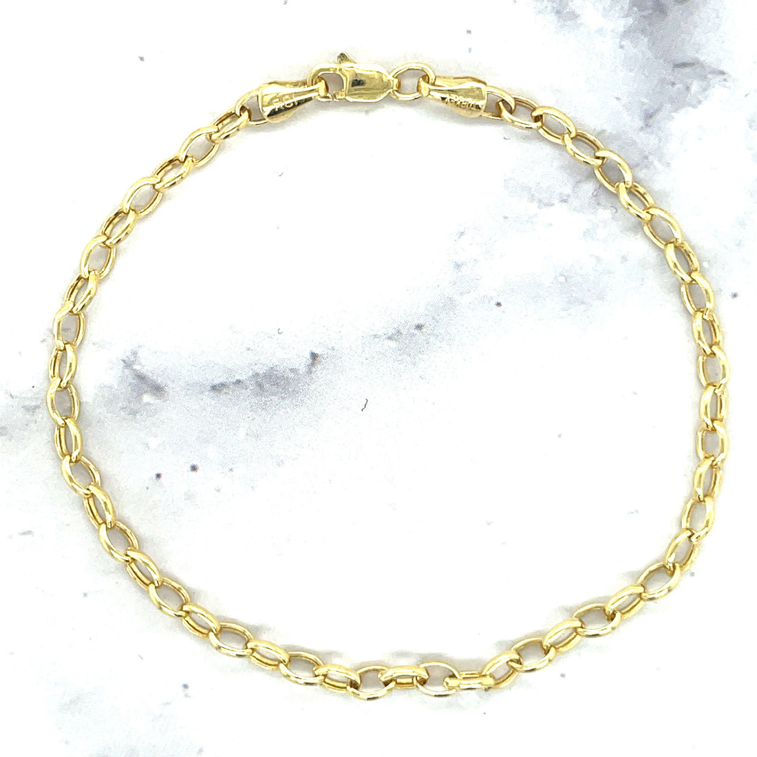 14K Yellow Gold 7" Lite Oval Rolo Link Chain Bracelet 3.2mm or 4.6mm wide, Real Gold Bracelet, White Gold Oval Rolo, Women, Unisex