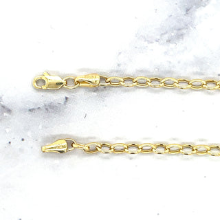 14K Yellow Gold 7" Lite Oval Rolo Link Chain Bracelet 3.2mm or 4.6mm wide, Real Gold Bracelet, White Gold Oval Rolo, Women, Unisex