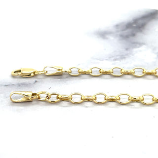 14K Yellow Gold 7" Lite Oval Rolo Link Chain Bracelet 3.2mm or 4.6mm wide, Real Gold Bracelet, White Gold Oval Rolo, Women, Unisex