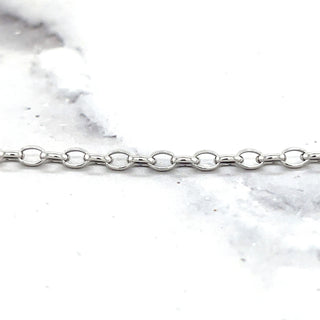 14K White Gold 7" Lite Oval Rolo Link Chain Bracelet 3.2mm or 4.6mm wide, Real Gold Bracelet, Yellow Gold Oval Rolo, Women, Unisex