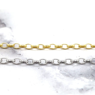 14K White Gold 7" Lite Oval Rolo Link Chain Bracelet 3.2mm or 4.6mm wide, Real Gold Bracelet, Yellow Gold Oval Rolo, Women, Unisex