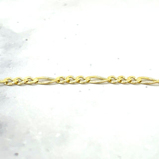 Solid 14K Yellow Gold 2.8mm Figaro Chain Bracelet, 7" Real Gold Bracelet, Figaro Bracelet, Women