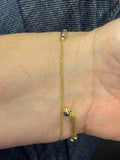 14K Tri-color Gold 9.25 inch Adjustable Polished Bead Friendship Bracelet, Yellow White Rose Gold, Real Gold Bracelet, Women