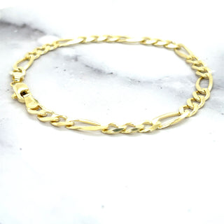 Solid 14K Yellow Gold 4.5mm Figaro Chain Bracelet, 7" 8* Real Gold Bracelet, Figaro Style, Women, Unisex