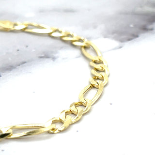 Solid 14K Yellow Gold 4.5mm Figaro Chain Bracelet, 7" 8* Real Gold Bracelet, Figaro Style, Women, Unisex