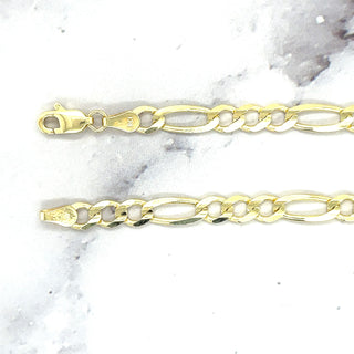 Solid 14K Yellow Gold 4.5mm Figaro Chain Bracelet, 7" 8* Real Gold Bracelet, Figaro Style, Women, Unisex