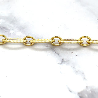 14K Yellow Gold 8.6mm Diamond Cut/ Textured Oval Link Chain Bracelet, 7.25" Real Gold Bracelet, Women Bracelet