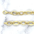 14K Yellow Gold 8.3mm Oval & Diamond Cut Link Chain Bracelet, 7.5