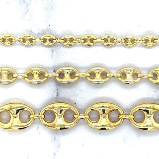 14K Yellow Gold 6" 7" 8.5" Lite Puffed Mariner Bracelet with Lobster Lock, 4.7mm 6.8mm 11mm Wide, Fancy Bracelet, Real Gold Bracelet, Women