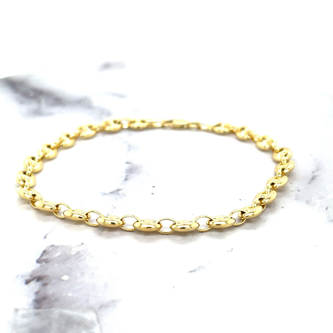 14K Yellow Gold 4.7MM Puffed Mariner Bracelet, 6" 7" Real Gold Bracelet, Gift For Women, Trendy Bracelet, Women Jewelry