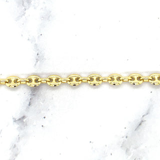 14K Yellow Gold 4.7MM Puffed Mariner Bracelet, 6" 7" Real Gold Bracelet, Gift For Women, Trendy Bracelet, Women Jewelry